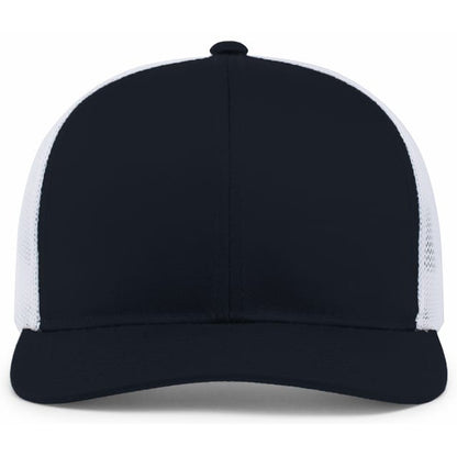 Pacific Headwear 104C Trucker Mesh Hat (Snapback) w/Two Tier Black Design