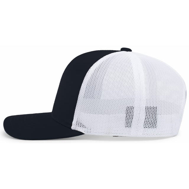 Pacific Headwear 104C Trucker Mesh Hat (Snapback) w/Three Tier Black Design