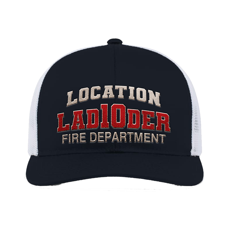 Pacific Headwear 104C Trucker Mesh Hat (Snapback) w/Three Tier Black Design