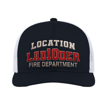 Pacific Headwear 104C Trucker Mesh Hat (Snapback) w/Three Tier Black Design