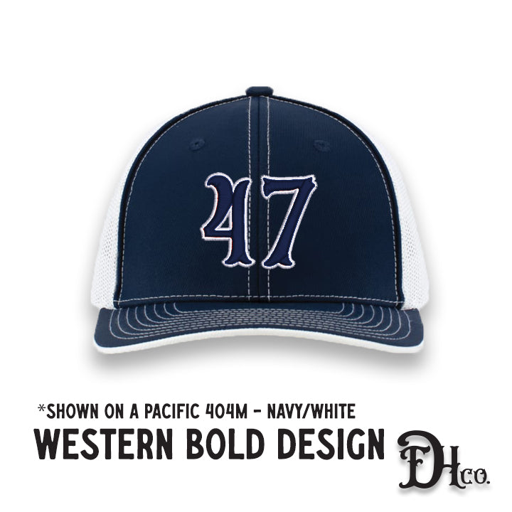 Pacific Headwear 404M M3 Trucker Pacflex (Flexible Fitted) w/Western Bold Design