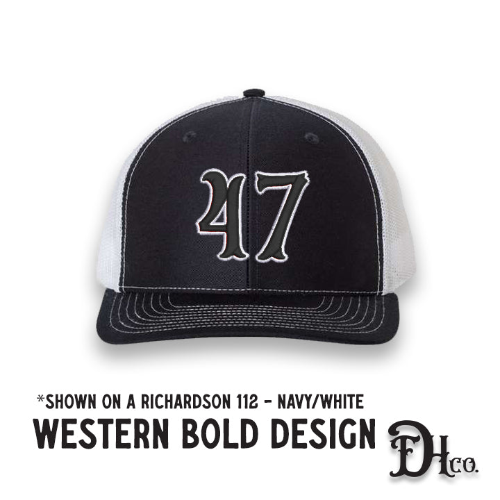 Richardson 112 Mid Profile Trucker Mesh Hat (Snapback) w/ Western Bold Design